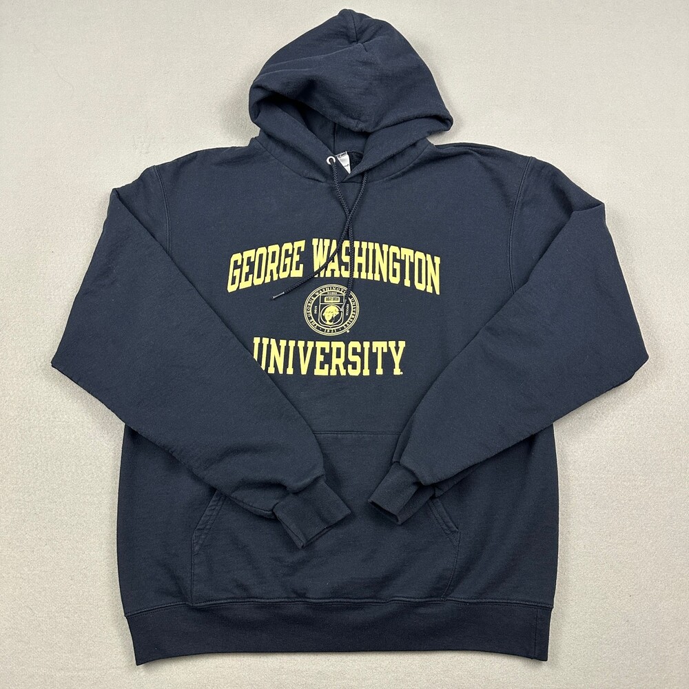 George Washington University Hoodie Men Large Blue Champion Sweatshirt NCAA L